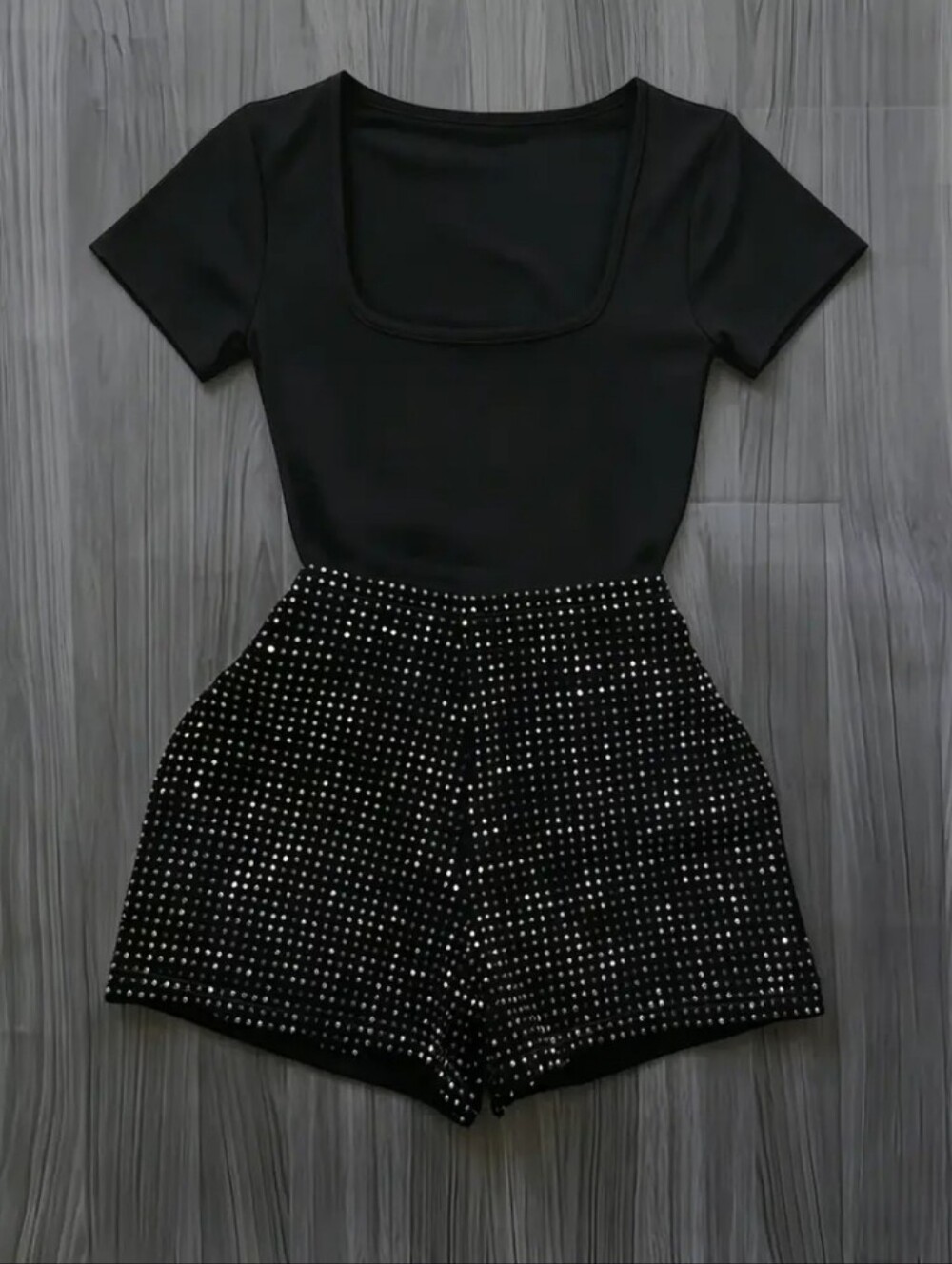Two-Piece Set, Fashionable And Slim Fit, Square Neck Short Sleeves